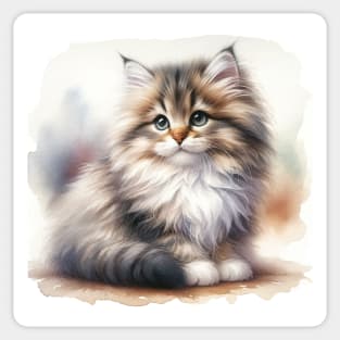 Ragamuffin Watercolor Kitten - Cute Kitties Sticker